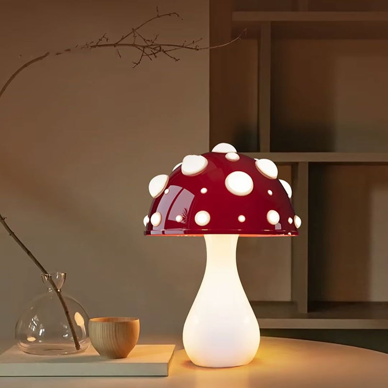 Solid Wood Mushroom Table Lamp – LED Bedside & Desk Light