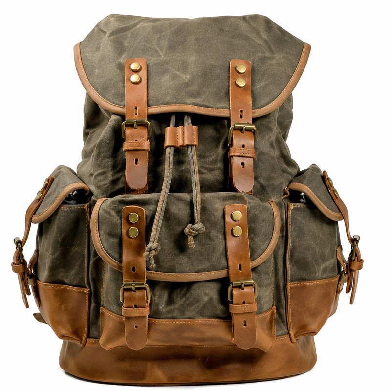 Vintage Men’s Canvas Backpack – Large Capacity for Travel and Outdoor Activities