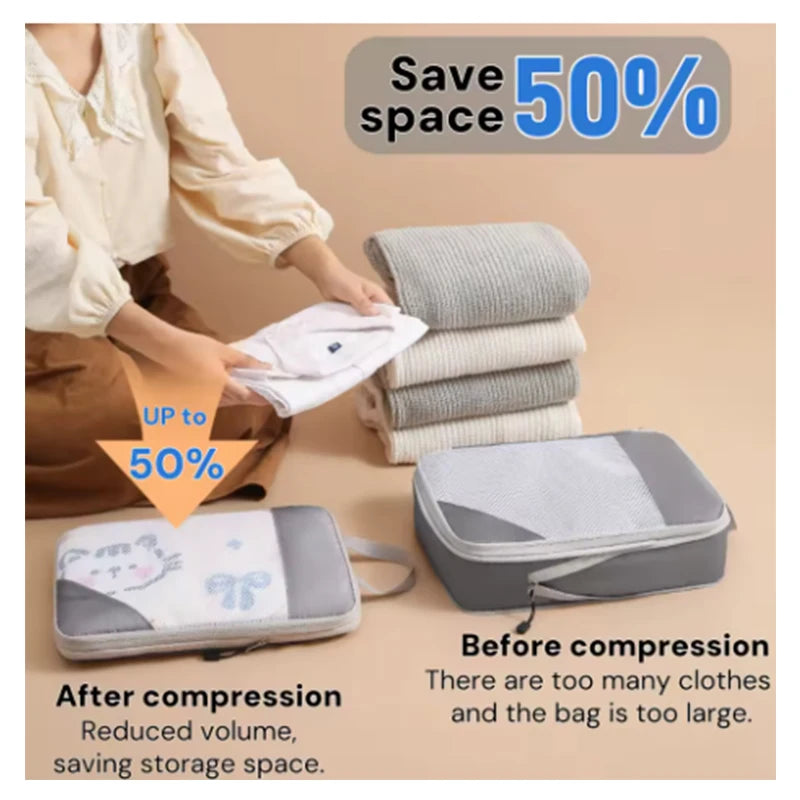 3-Piece Compression Packing Cubes | Waterproof Suitcase Organizers