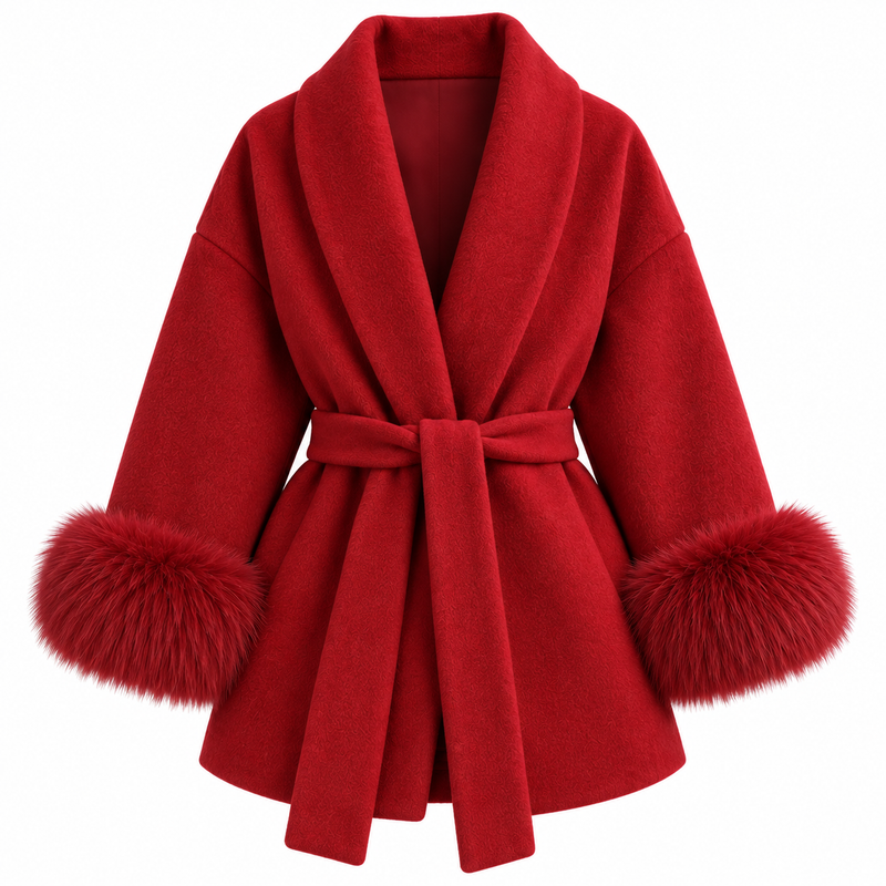 Luxe Fox Fur Wool Overcoat