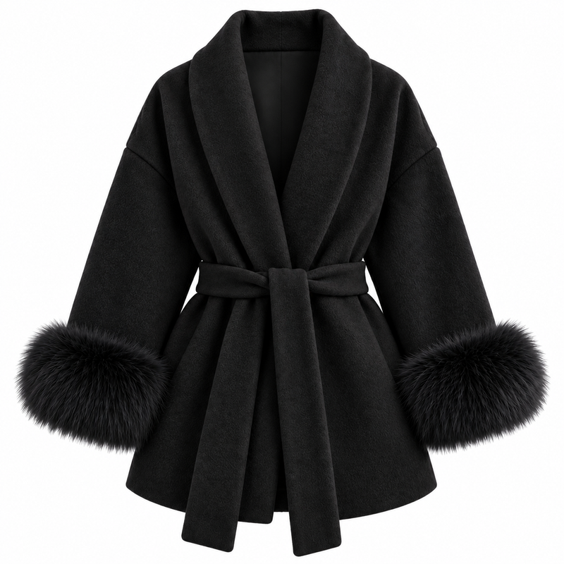 Luxe Fox Fur Wool Overcoat