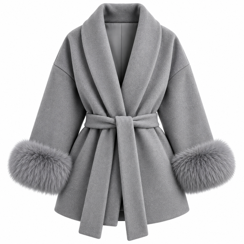 Luxe Fox Fur Wool Overcoat