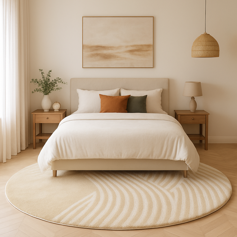 Organic Round Decorative Striped Rug