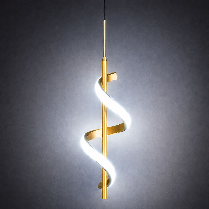 Gold Spiral LED Pendant Light