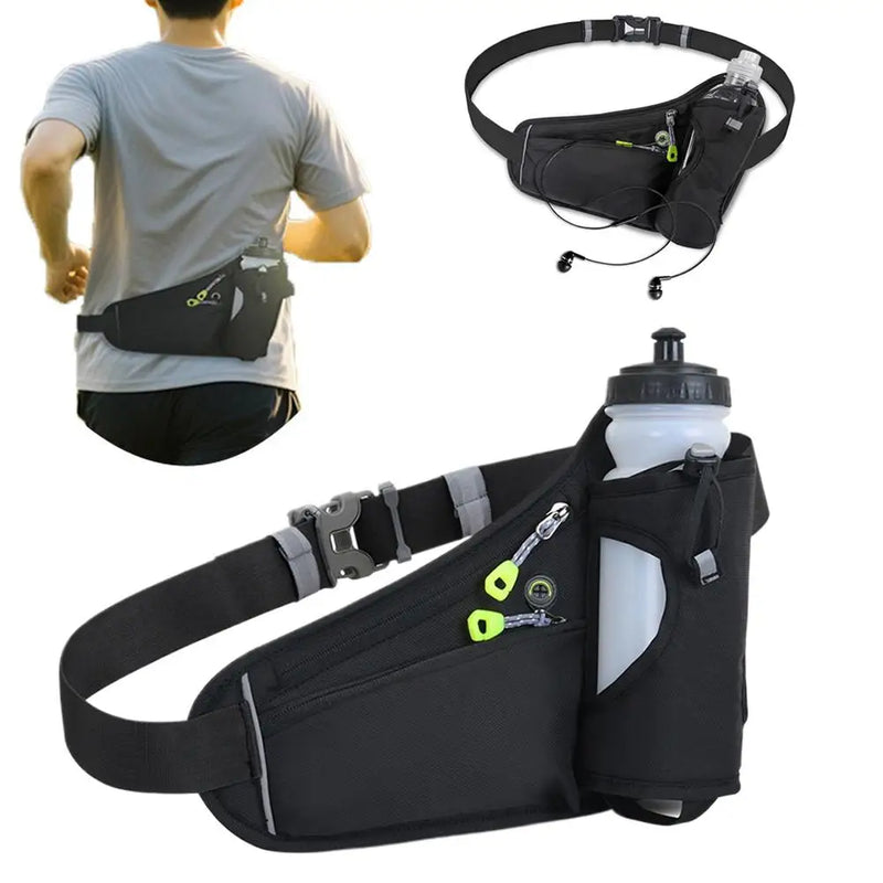Sports Running Waist Bag – Adjustable Belt with Bottle Holder