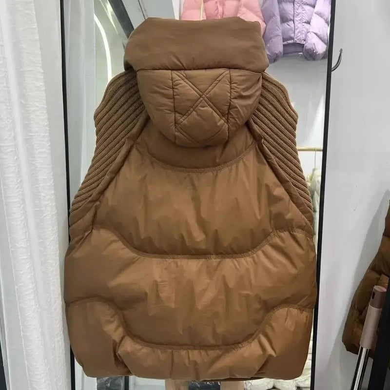 Women's Plus-Size Hooded Puffer Vest – Warm Longline Winter Coat