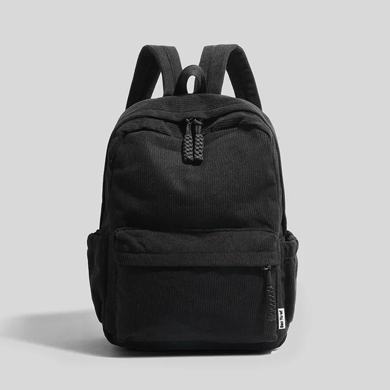 Personalized Corduroy Backpack – Custom Embroidered Name, Large Capacity