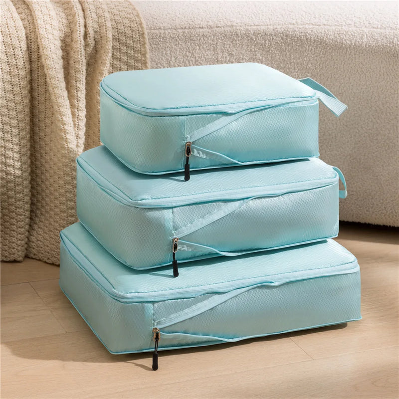 3-Piece Waterproof Travel Packing Bags – Space-Saving Luggage Organizer Set