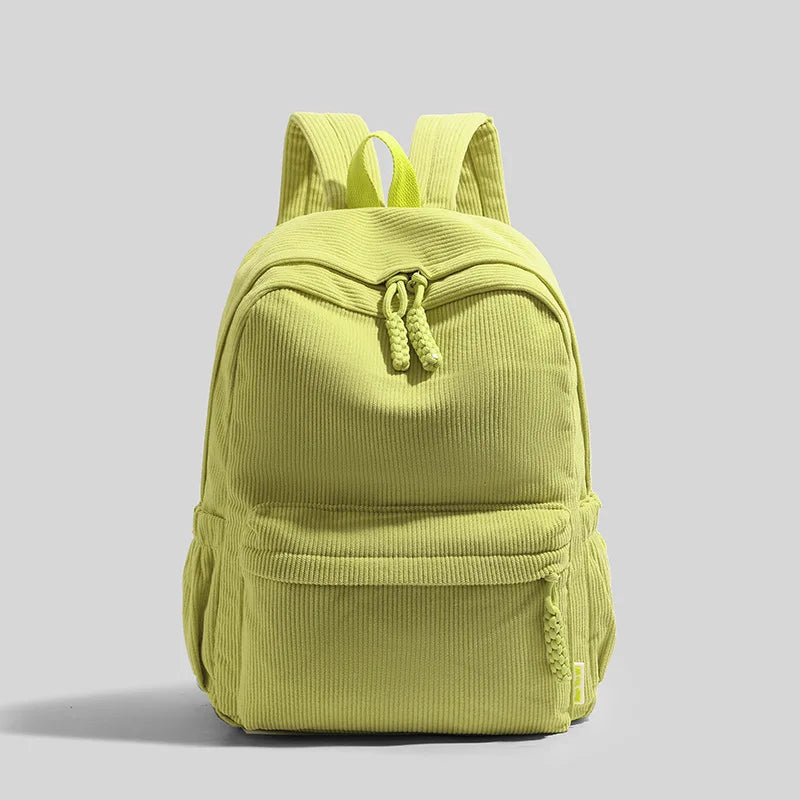 Personalized Corduroy Backpack – Custom Embroidered Name, Large Capacity