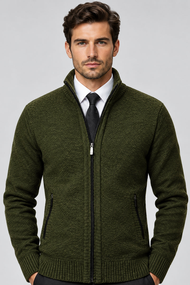 Men’s Fleece Jacket – Warm Stand Collar Zip-Up
