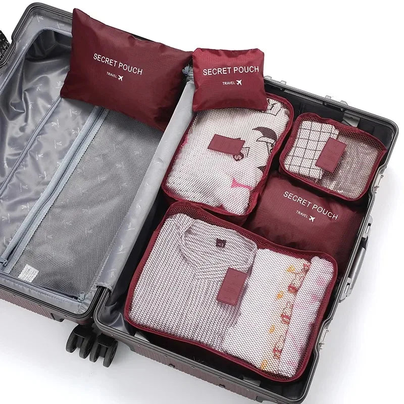 6-Pc Travel Packing Organizers – Foldable Suitcase Storage Bags