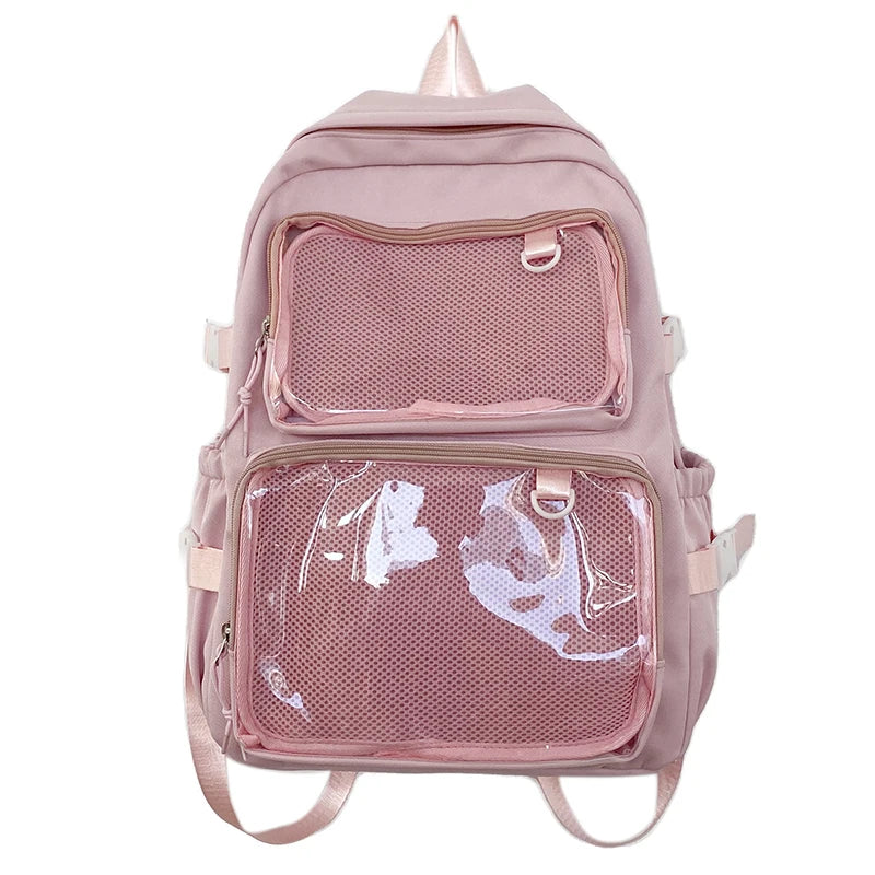 Japanese Style Transparent Ita Backpack – Large Capacity Fashion School Bag