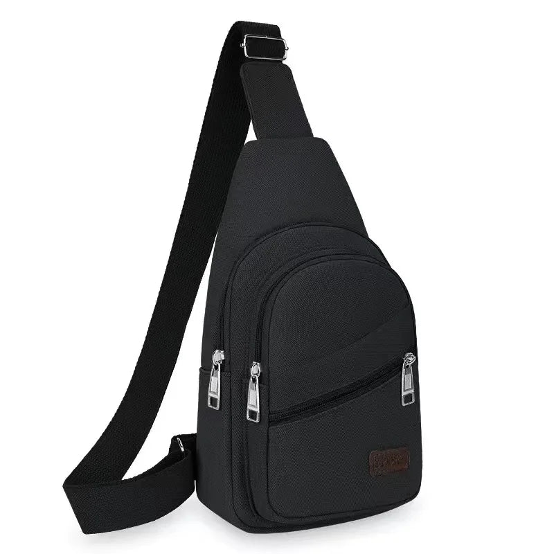Men's Retro Canvas Crossbody Bag – Waterproof Multi-Pocket Chest Pack