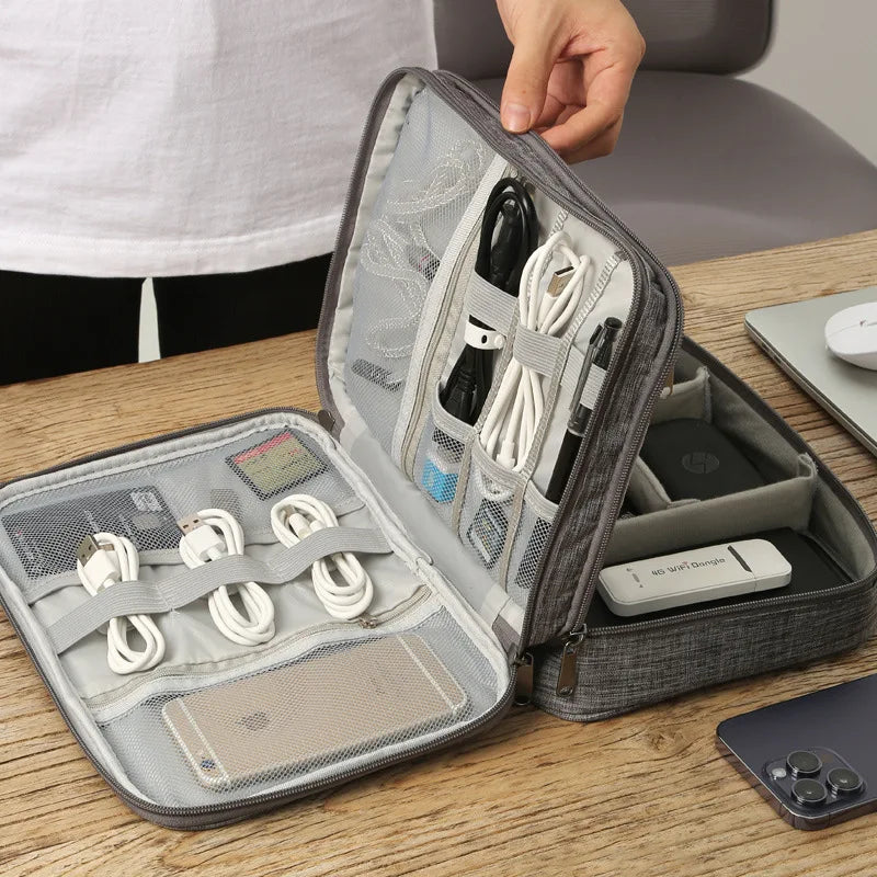 Layer Digital Storage Bag – Multifunctional Cable & Power Bank Case
