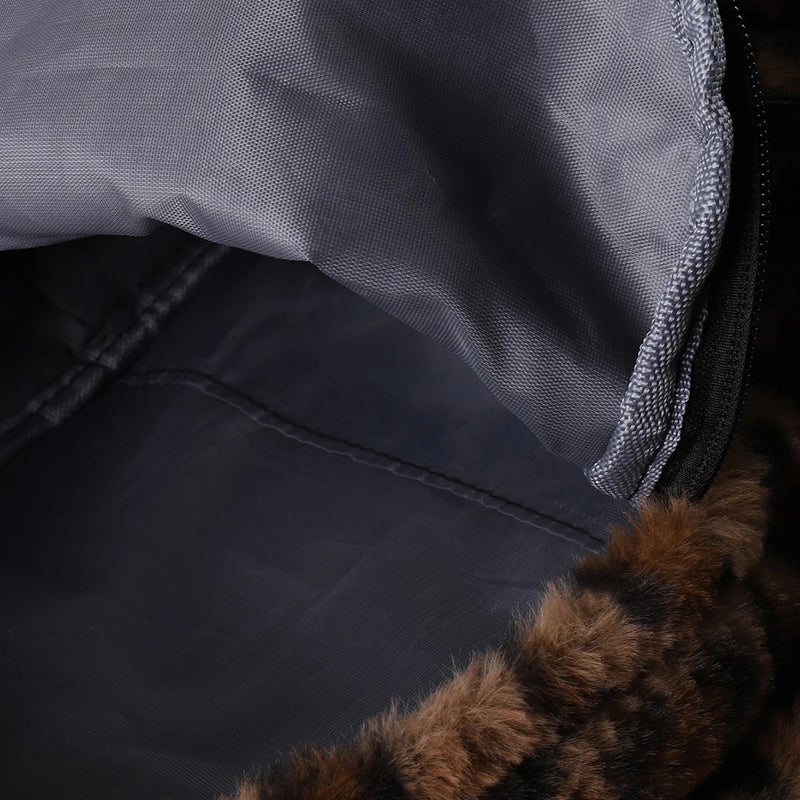 Luxury Leopard Plush Backpack – Large Capacity, Multi-Pocket & Chic