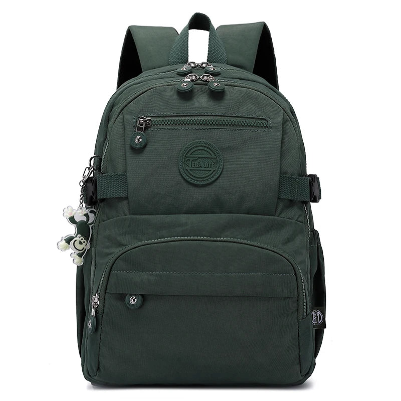 Waterproof Nylon Backpack for Women & Girls – Spacious Multi-Pocket Travel & School Bag