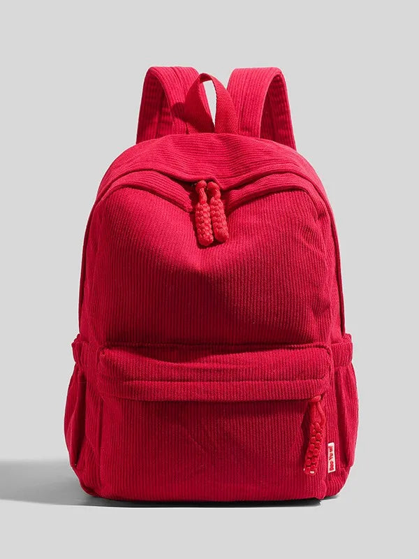 Personalized Corduroy Backpack – Custom Embroidered Name, Large Capacity