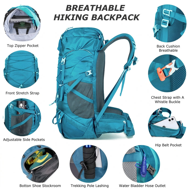 50L Hiking Backpack – Rain Cover & Outdoor Trekking
