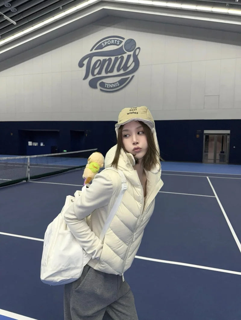 Women’s Patchwork Hooded Jacket – Elegant Sporty Style