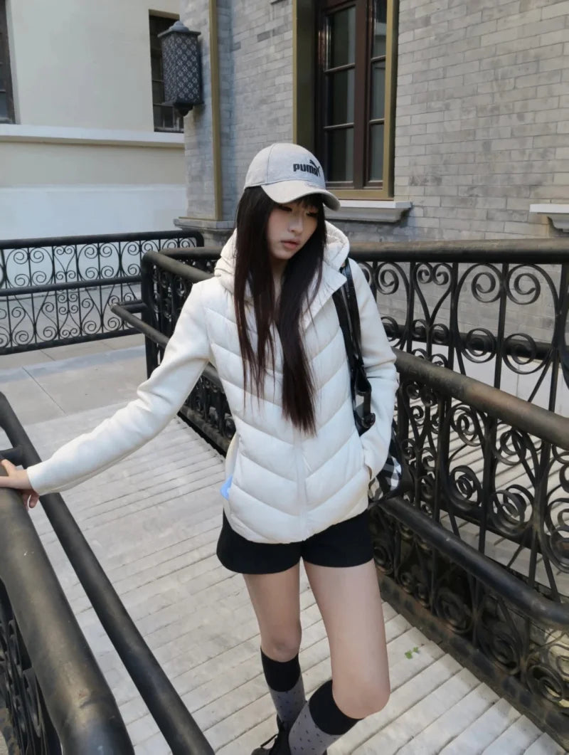 Women’s Patchwork Hooded Jacket – Elegant Sporty Style