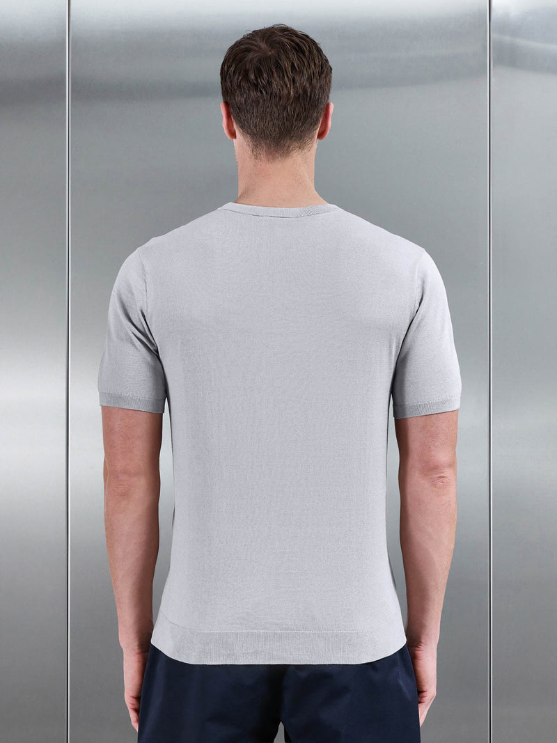 Summer Cotton Knitted T-Shirt in Stone