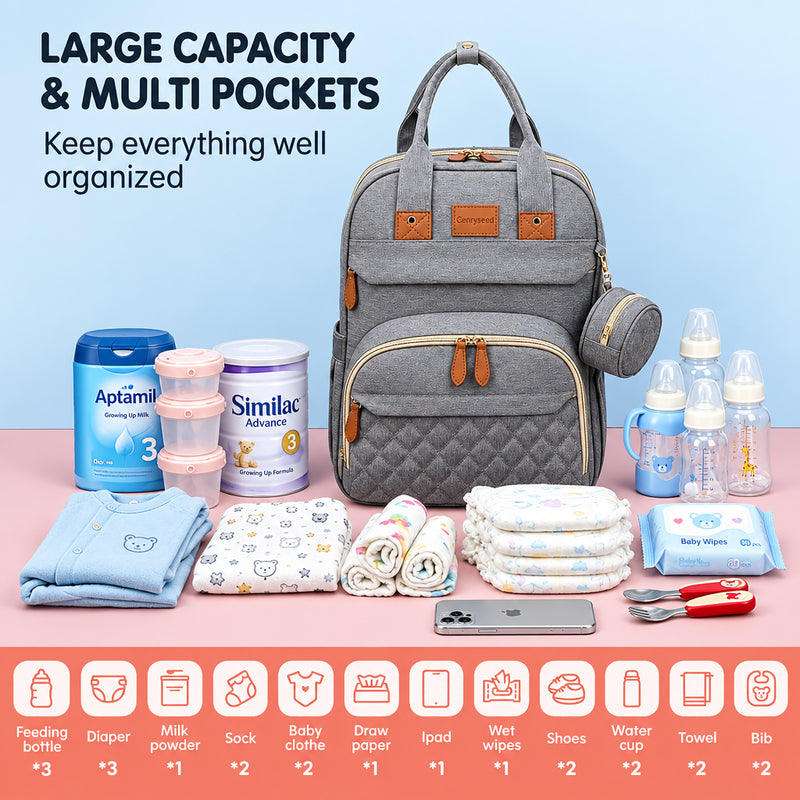 3-in-1 Baby Diaper Backpack – Foldable Changing Bed & USB