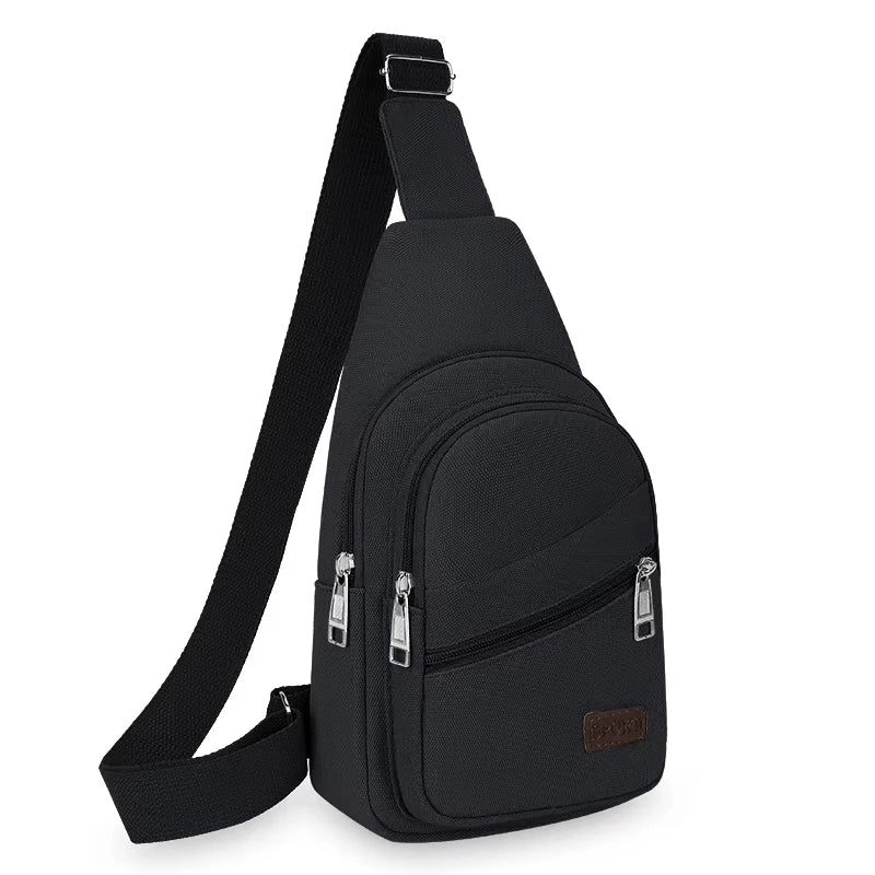 Men's Retro Canvas Crossbody Bag – Waterproof Multi-Pocket Chest Pack