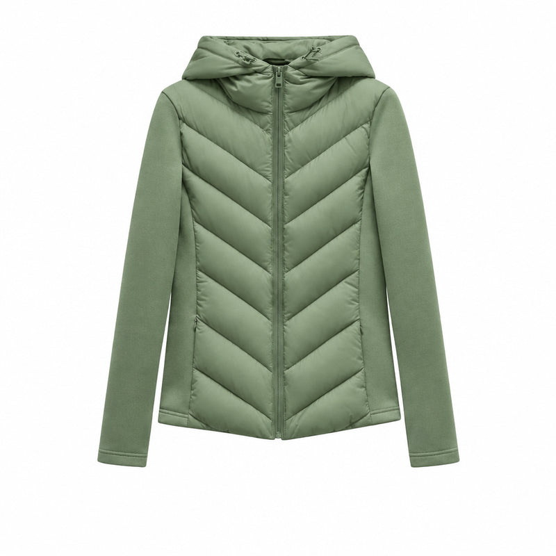 Women’s Patchwork Hooded Jacket – Elegant Sporty Style