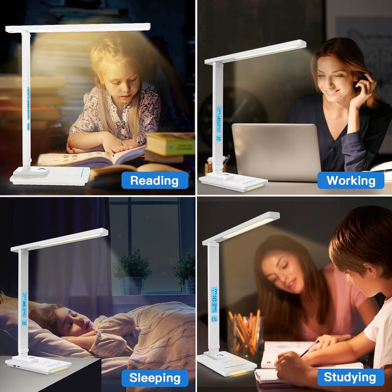 Adjustable LED Touch Desk Lamp with USB Charger & Colour Temperature Control