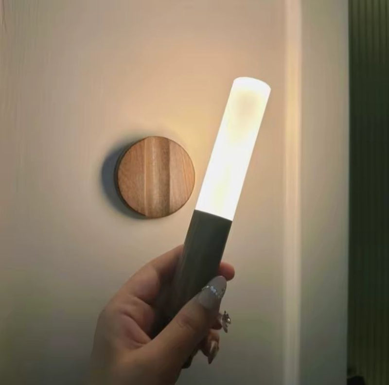 Portable Motion-Sensor Wall Light Bar – Wooden Finish