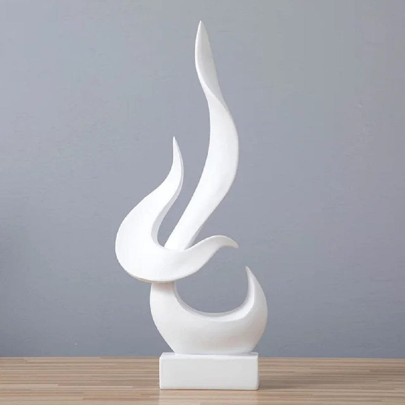 Escultura Abstrata Art Flame Decor Resina - 0076 Conceito Branca