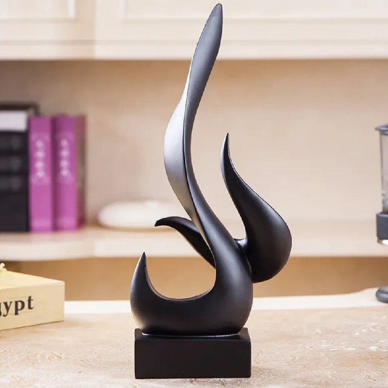 Escultura Abstrata Art Flame Decor Resina - 0076 Conceito Preto