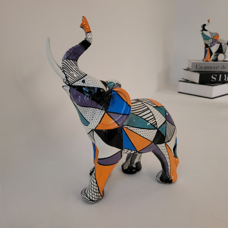 Escultura Elefante Pintura Mosaico Resina - 0020 Conceito Adulto