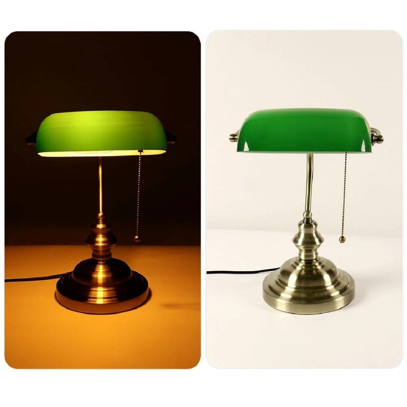 Luminária Abajur Banqueiro Retrô Vintage - Vidro Clássico Esmeralda Abajur - 0003 Conceito