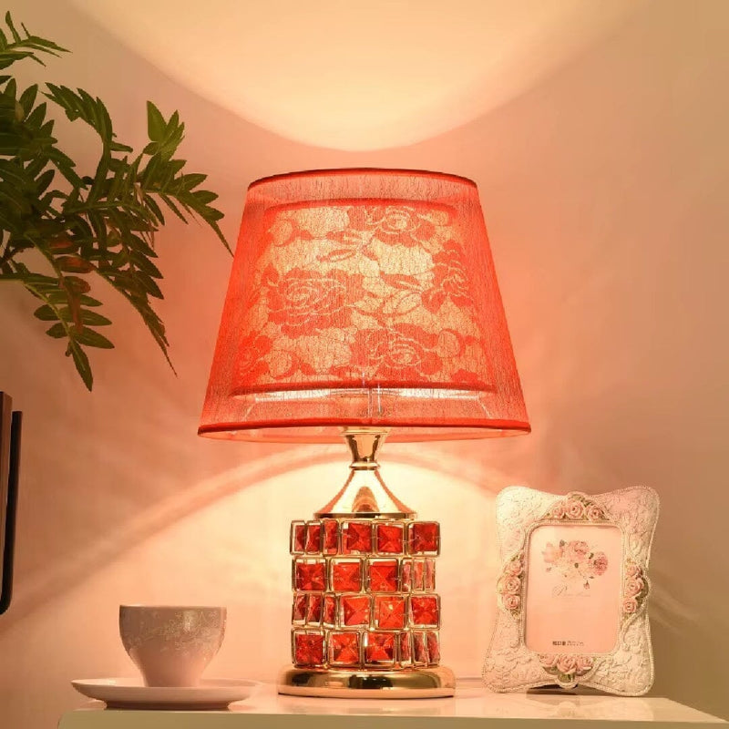 Luminária Abajur de Mesa e Cabeceira Elegance Jewel Crystal em LED Abajur - 0049 YuDome Rubi
