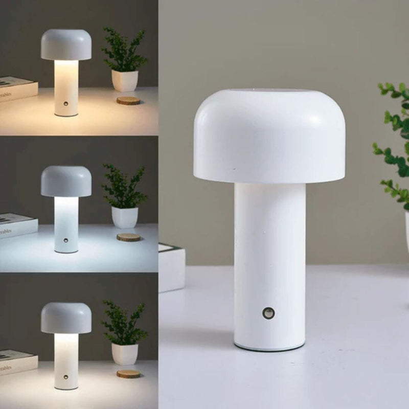 Luminária Abajur de Mesa Mushroom Colors Sem Fio e Recarregável - 21cm Abajur - 0042 YuDome