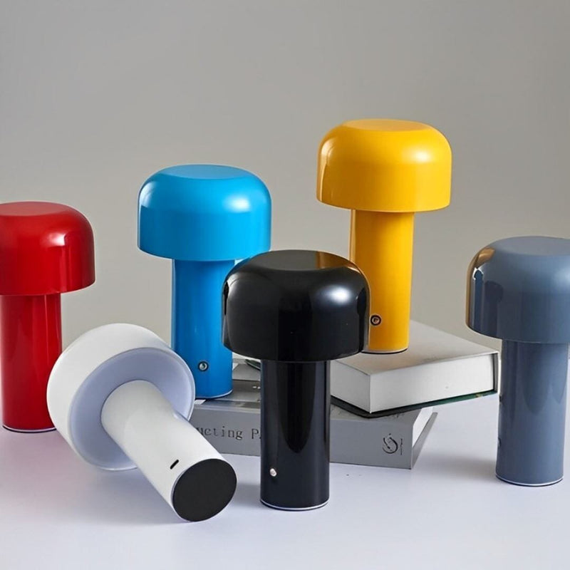 Luminária Abajur de Mesa Mushroom Colors Sem Fio e Recarregável - 21cm Abajur - 0042 YuDome