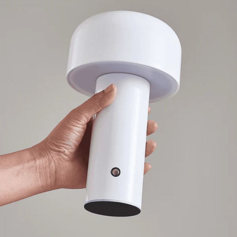 Luminária Abajur de Mesa Mushroom Colors Sem Fio e Recarregável - 21cm Abajur - 0042 YuDome Branco