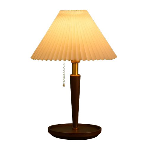 Luminária Abajur de Mesa Retrô Viena Plissado 47cm Conceito