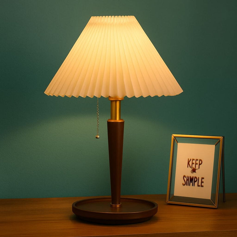 Luminária Abajur de Mesa Retrô Viena Plissado 47cm Conceito