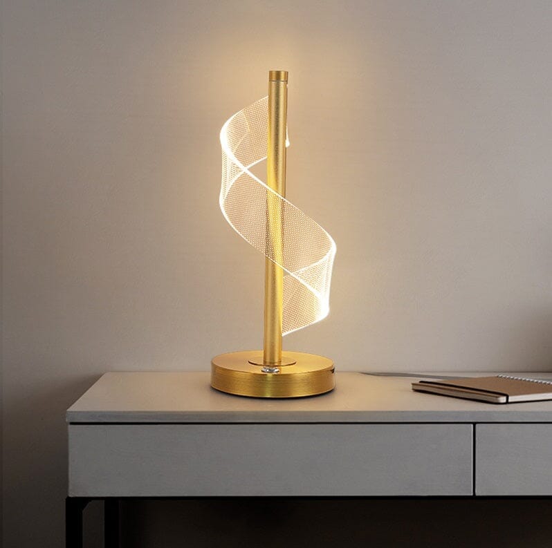 Luminária de Mesa em Espiral Acrílico luzes Conceito