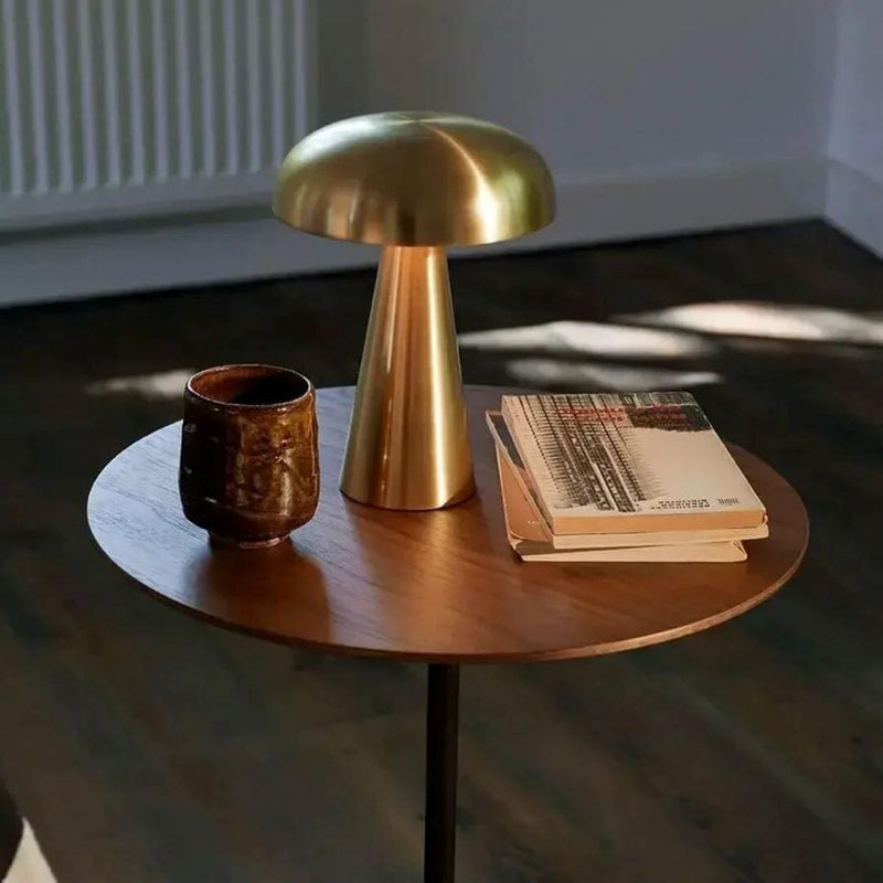 Luminária Móvel Touch de Mesa - Candeeiro e Abajur Mushroom Abajur - 0027 Conceito Dourado