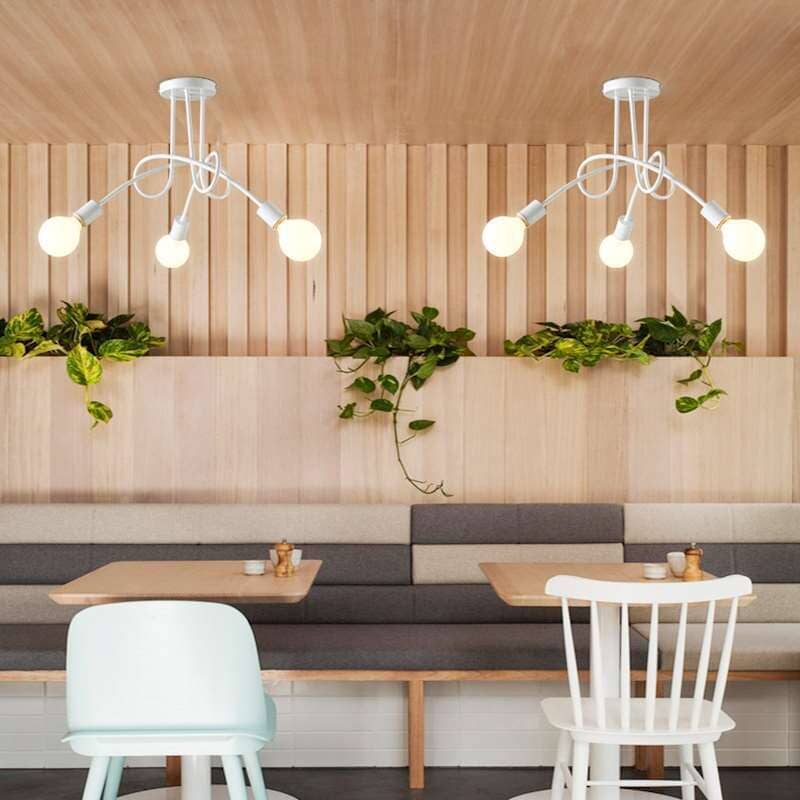 Lustre Luminária de Teto Sputnik Entrelaçado (3 e 5 hastes) luzes Conceito 03 hastes Branco