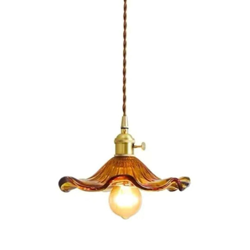 Lustre Pendente de Luxo Floral Vintage Retrô Pendente - 0044 YuDome Laranja