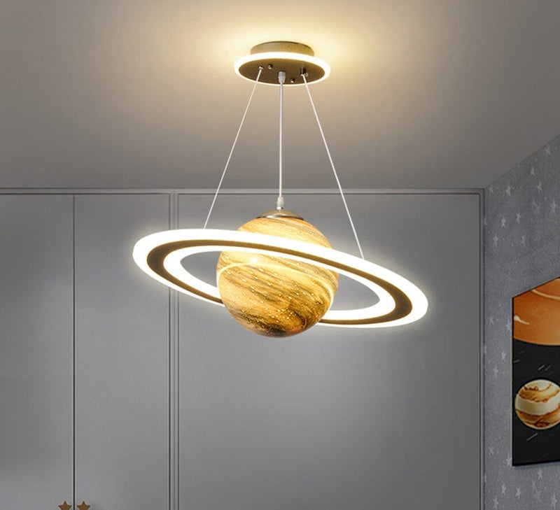 Lustre Pendente Decorativo Saturno luzes projeto-150 Laranja