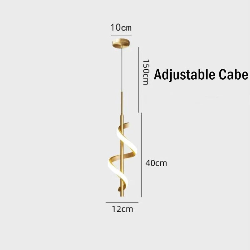 Gold Spiral LED Pendant Light