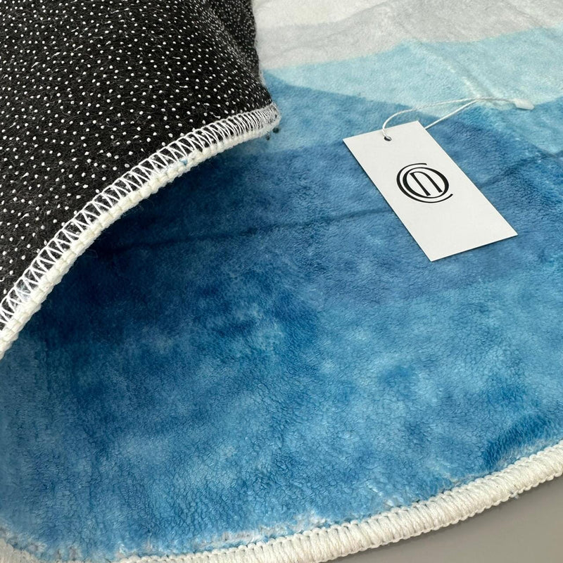 Tapete Decorativo Orgânico Abstrato Irregular para Sala - Azul Ondas Tapete - 0009 Conceito