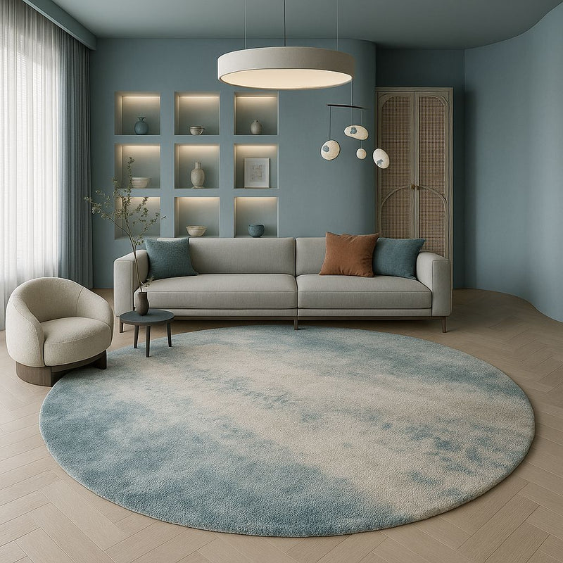 Tapete Decorativo Orgânico Redondo - Blue Stone Tapete - 0056 Conceito 100cm