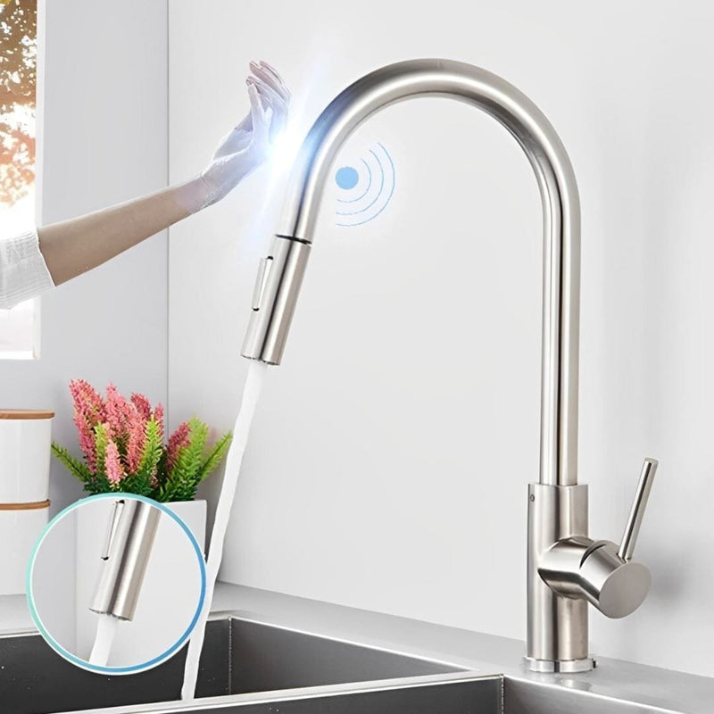 Torneira Minimalista Retrátil Smart Acionamento Touch TorneiraCozinha - 0013 YuDome Cinza