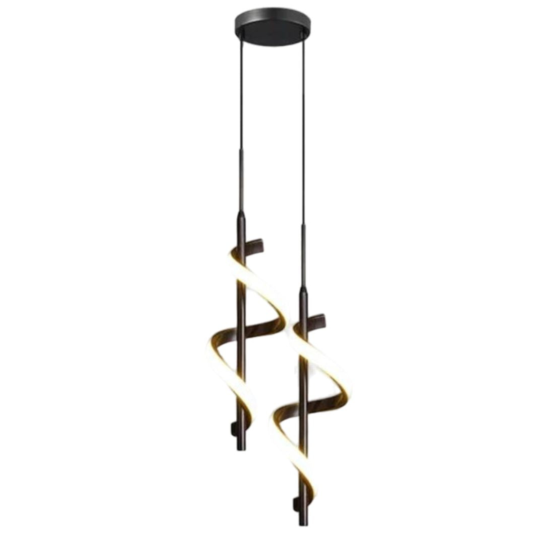 Black Double Spiral LED Pendant Light – Modern Ceiling Feature